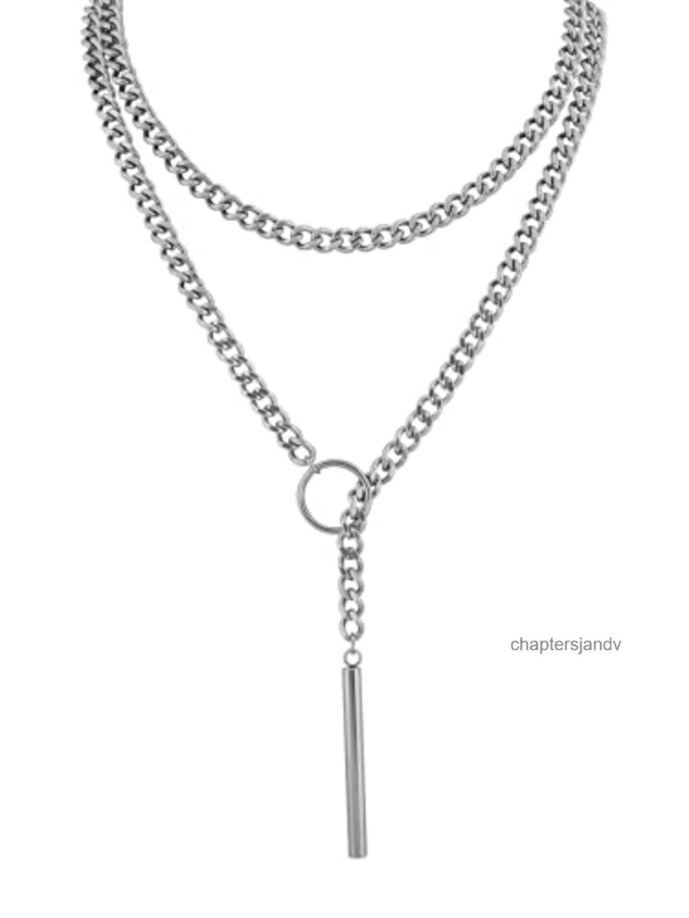 Stainless Steel Chunky Chain Lariat Y Necklace Goth Punk Emo